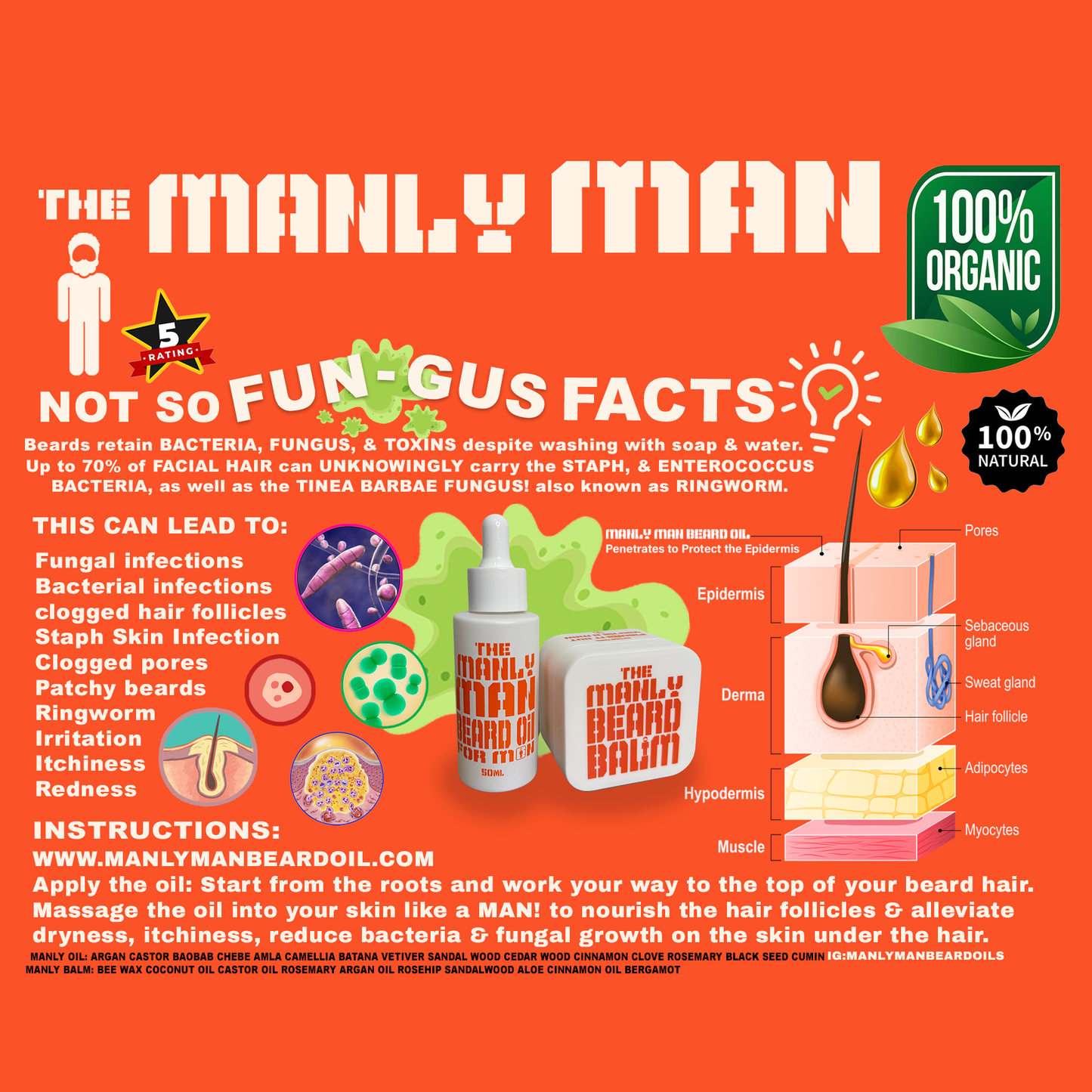 MANLY MAN BEARD OIL (+ FREE BALM)